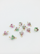 10 x Tourmaline Glass Trumpet Flower Charms with Pearl, 14x9mm (3754)