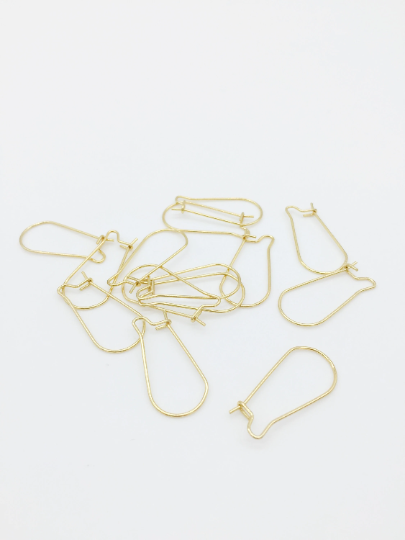 5 pairs x Gold Plated Stainless Steel Kidney Ear Wire, 25mm (0388)