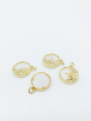 1 x 18K Gold Plated Sun Mother of Pearl Pendant, 18x16mm (0405)