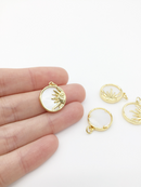 1 x 18K Gold Plated Sun Mother of Pearl Pendant, 18x16mm (0405)