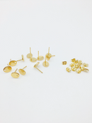4 pairs x 24K Gold Plated Stainless Steel Oval Stud Earrings Findings, 7.5x9mm (0427)