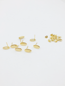 4 pairs x 24K Gold Plated Stainless Steel Oval Stud Earrings Findings, 6x11mm (0431)