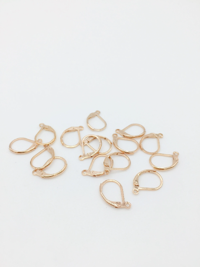 3 pairs x Rose Gold Plated Stainless Steel Leverback Earring Blanks, 16x10mm (0451)