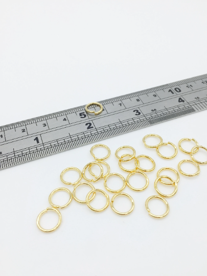 40 x 24K Gold Plated Stainless Steel Jump Rings, 9x1.2mm (3782)