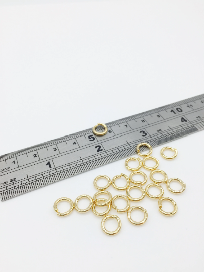 40 x 24K Gold Plated Stainless Steel Jump Rings, 8x1.5mm (3783)
