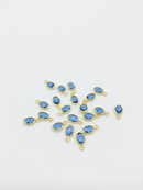 2 x 18K Gold Plated Blue Glass Oval Charms, 9x5mm