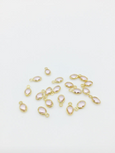 2 x 18K Gold Plated Tiny Light Pink Glass Oval Charms, 9x5mm