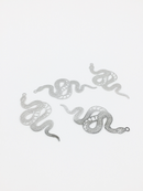 8 x Stainless Steel Filigree Snake Pendants, 47x22mm (0337)