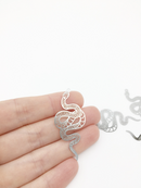 8 x Stainless Steel Filigree Snake Pendants, 47x22mm (0337)