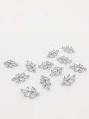 1 x Rhodium Plated Cubic Zirconia Leaf Shaped Pendant, 16x12mm (0288S)