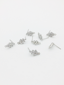 1 pair x Rhodium Plated Wheat Earring Studs with Cubic Zirconia (0289)