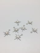 2 x Rhodium Plated Crystal and Pearl Star Charms, 21x18mm (0316S)