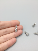 1 x Rhodium Plated Solid Cat Charm, 15x9mm (0317S)