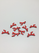 4 x Red Enamel Coated Solid Metal Coral Pendants, 25x15mm (0323)