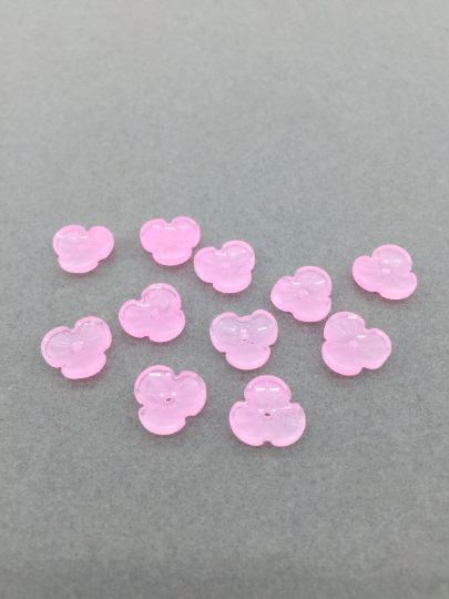 10 x Rose Quartz Imitation Glass Flower Beads, 12mm (3830)