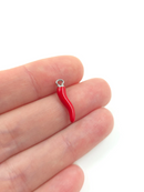 4 x Red Chilli Pepper Charms with Silver Loops, 18.5x5mm
