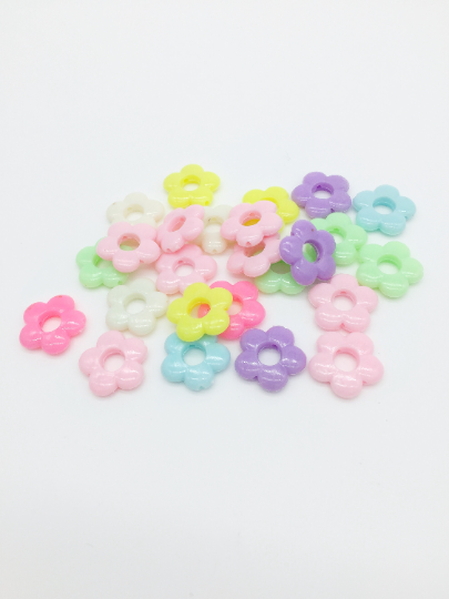 50 x Pastel Multicolour Flower Beads, 19mm (3379)