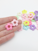 50 x Pastel Multicolour Flower Beads, 19mm (3379)