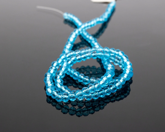 1 strand x 3x2.5mm Tiny Sky Blue Faceted Glass Rondelle Beads, 37cm/146 Beads (3480)