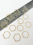 6 x Gold Plated Stainless Steel Hexagon Connectors, 16x18mm (0046)