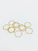 6 x Gold Plated Stainless Steel Hexagon Connectors, 16x18mm (0046)