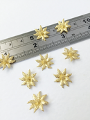 2 x Raw Brass Poinsettia Flower Charms, 15x13.5mm (0170)