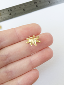2 x Raw Brass Poinsettia Flower Charms, 15x13.5mm (0170)