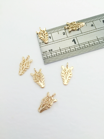 2 x 18K Gold Plated Brass Zebra Charms, 15x8mm