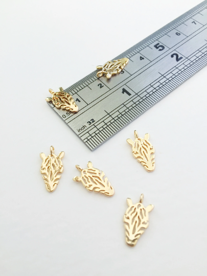 2 x 18K Gold Plated Brass Zebra Charms, 15x8mm