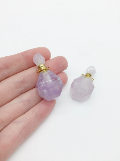 Light Purple1 x Amethyst Perfume Bottle Pendant, 39x20mm (0363)