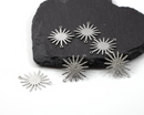 6 x Rhodium Plated Textured Brass Sun Jewellery Links, 27x22mm (0956)