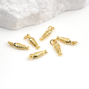2 x 18K Gold Plated Brass Fish Charms, 15x5mm