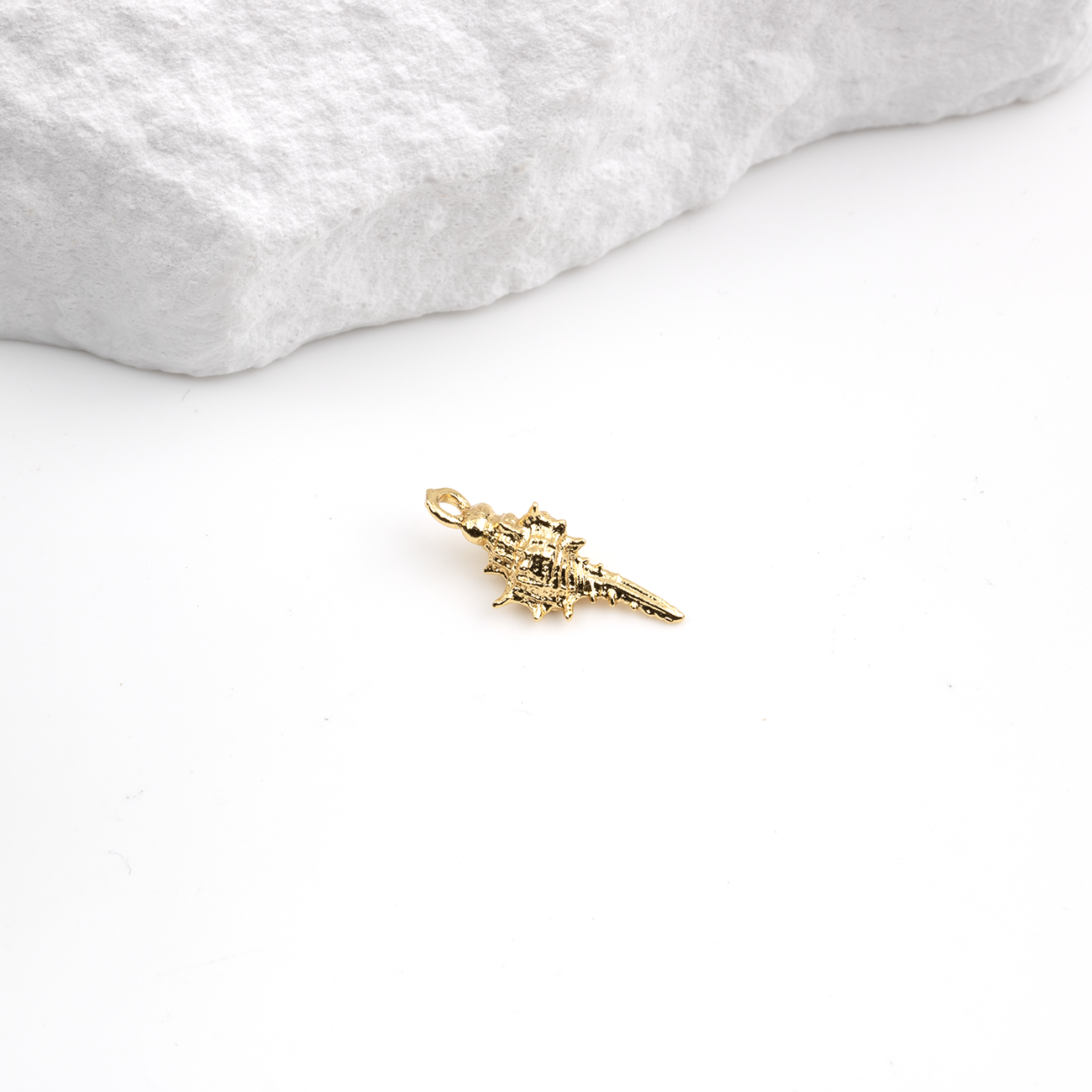2 x 18K Gold Plated Brass Spiral Shell Charms, 17x7mm