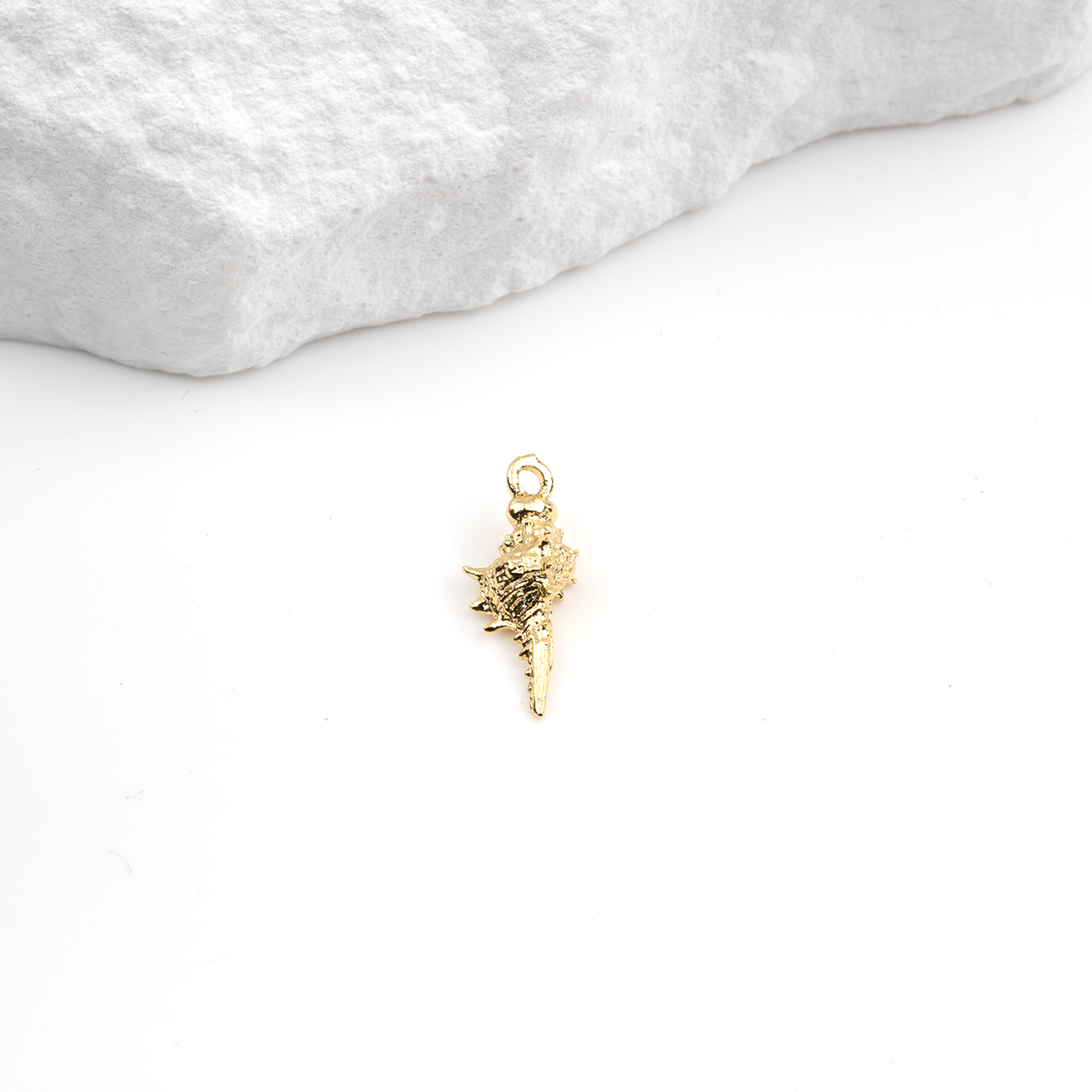 2 x 18K Gold Plated Brass Spiral Shell Charms, 17x7mm