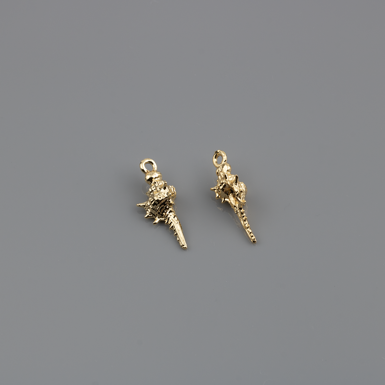 2 x 18K Gold Plated Brass Spiral Shell Charms, 17x7mm