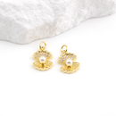 18K Gold Plated Scallop Shell Charm with CZ and Pearl, 16x11mm