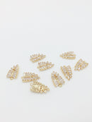 1 x 24K Gold Plated Cubic Zirconia Palm Leaf Shaped Pendant, 18x10mm (0307G)