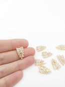 1 x 24K Gold Plated Cubic Zirconia Palm Leaf Shaped Pendant, 18x10mm (0307G)