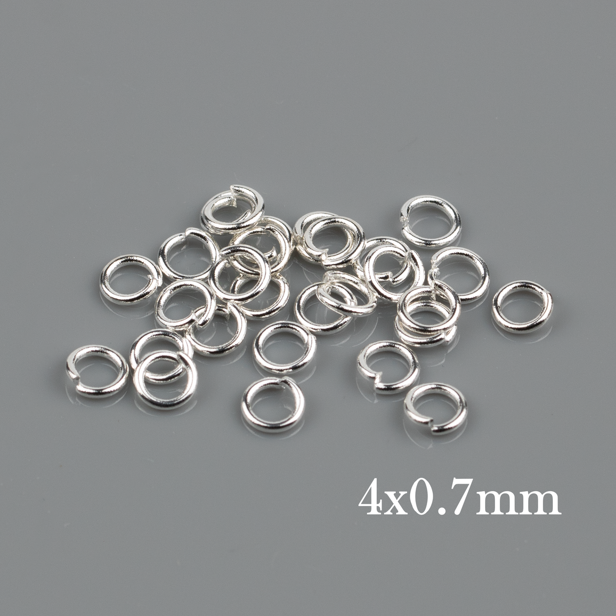 100 x 925 Silver Plated Steel Jump Rings, 4x0.7mm