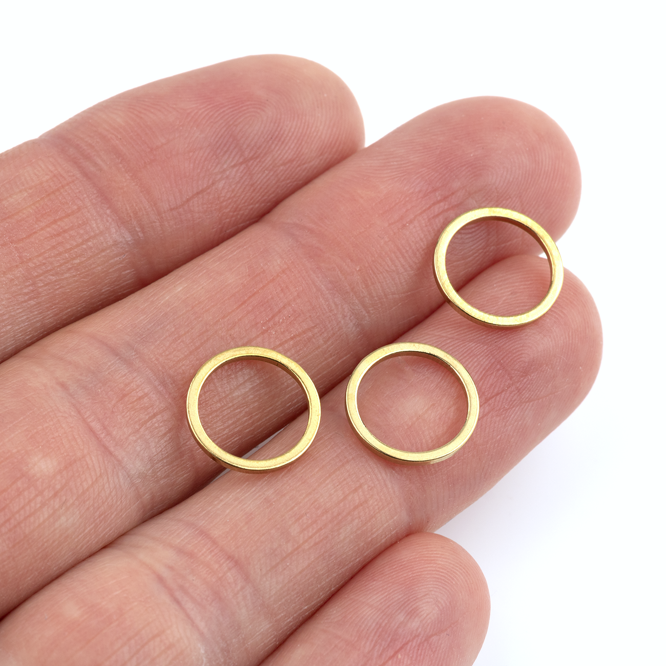 10 x 18K Gold Plated Steel Round Links, 12mm