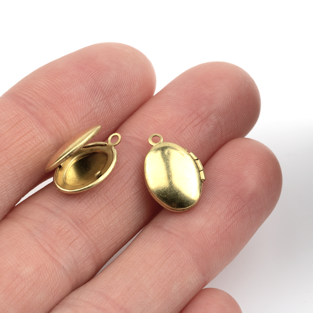 5 x Oval Brass Locket Charms, 16x11mm