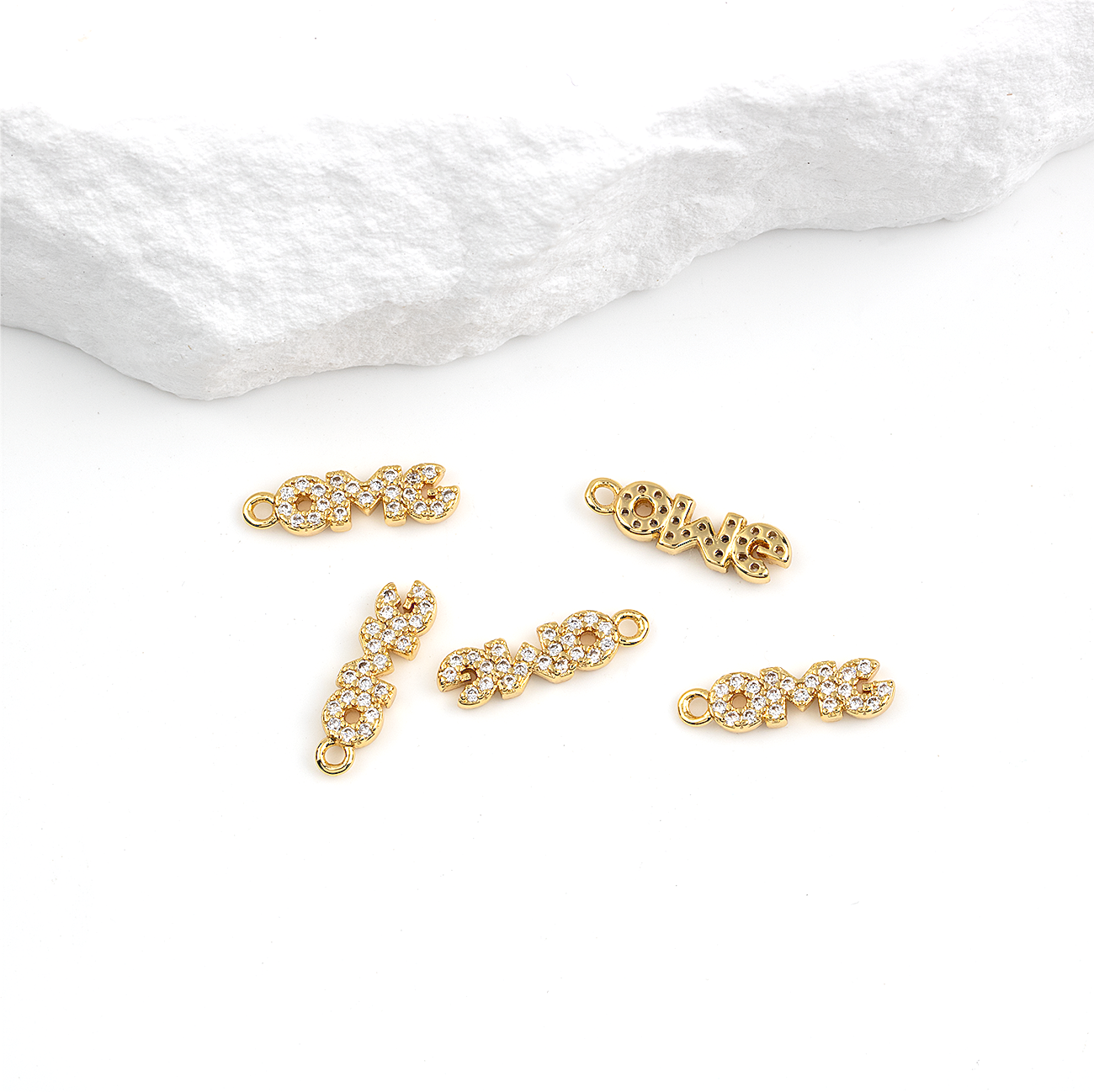 2 x 18K Gold Plated OMG Charms, 15x4mm