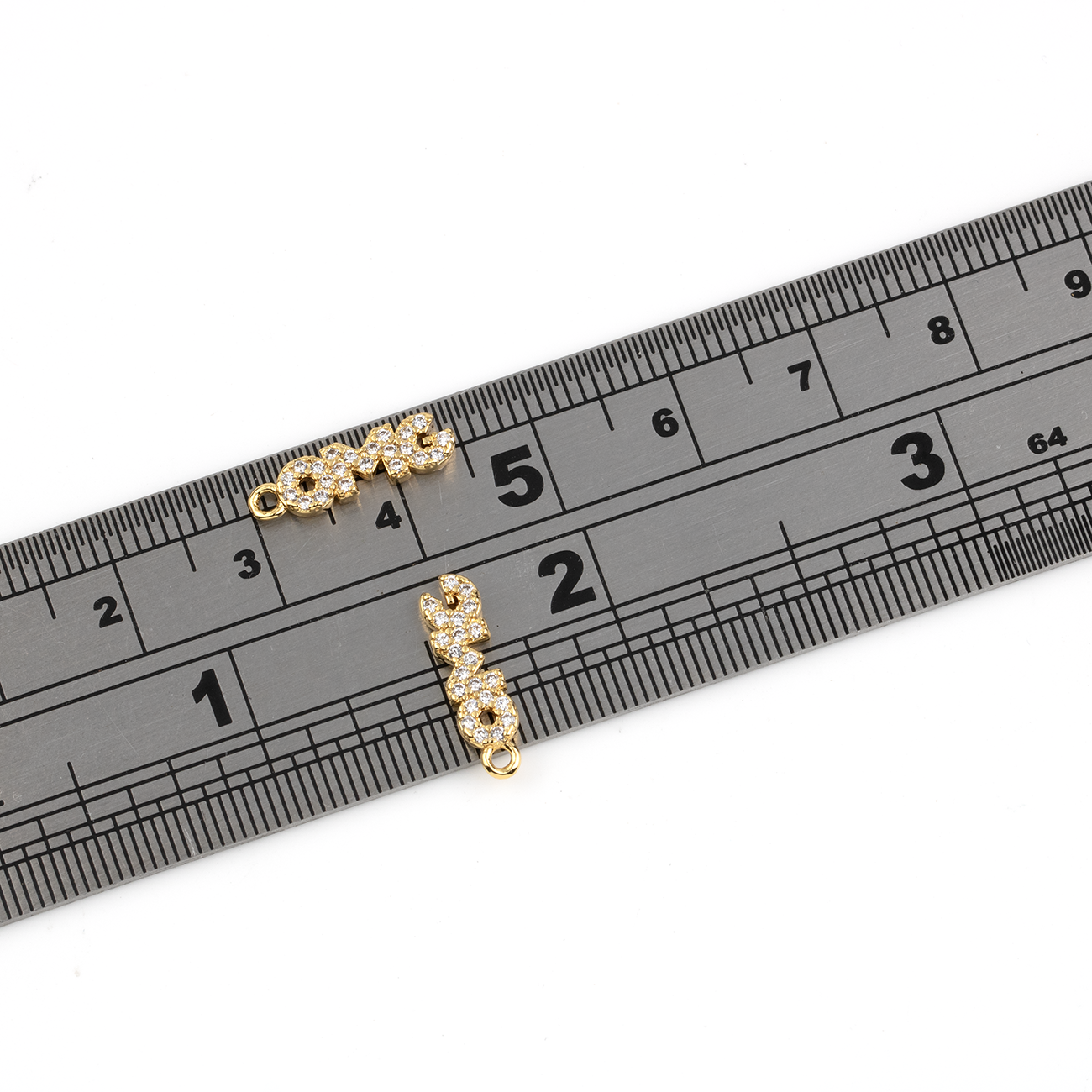 2 x 18K Gold Plated OMG Charms, 15x4mm