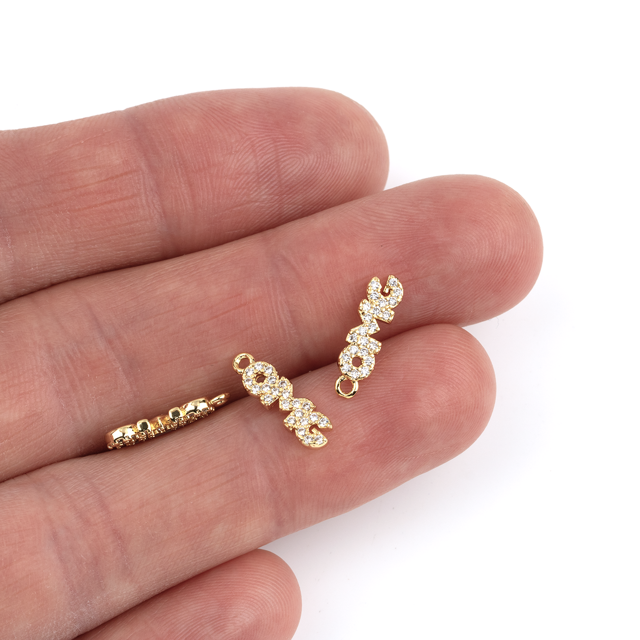 2 x 18K Gold Plated OMG Charms, 15x4mm