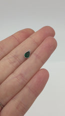 1 x Rhodium Plated Emerald Green Cubic Zirconia Teardrop Charm, 5x8mm