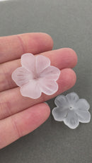10 x Frosted White Flower Beads, Semi-transparent Lucite Flowers, 26x29mm