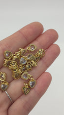 1 x 18K Gold Plated Clear Cubic Zirconia Heart Charm, 9.5x7mm (0151)