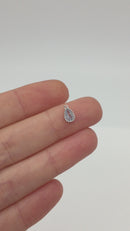 1 x Rhodium Plated Clear Cubic Zirconia Teardrop Charm, 5x8mm