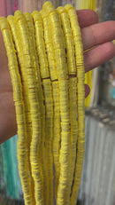 1 strand x 6mm Yellow Polymer Clay Beads with Gold Shimmer