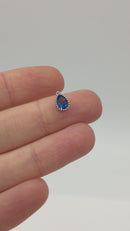 1 x Rhodium Plated Blue Cubic Zirconia Teardrop Charm, 5x8mm